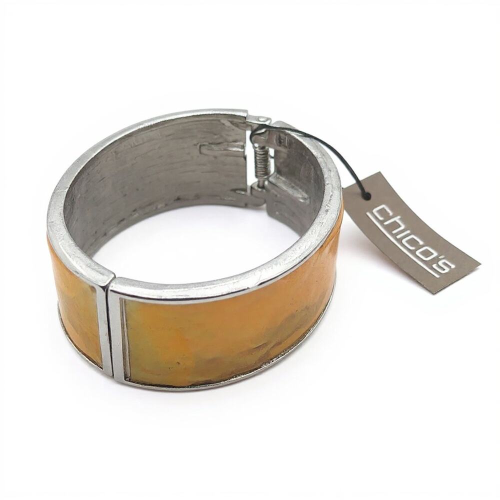 Chicos 1" Shell Shine Hinged Bangle Bracelet NWT